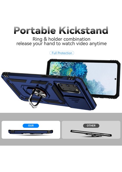 Samsung Galaxy S20 Için Plus 4g/5g Sert Pc+Metal Ring Kickstand ve Slayt Kamera Koruma-Mavisi ile Yumuşak Tpu Telefon Kılıfı (Yurt Dışından) fiyatları