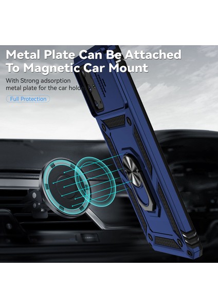 Samsung Galaxy S20 Için Plus 4g/5g Sert Pc+Metal Ring Kickstand ve Slayt Kamera Koruma-Mavisi ile Yumuşak Tpu Telefon Kılıfı (Yurt Dışından) modelleri