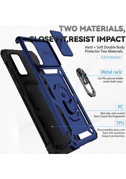 Samsung Galaxy S20 Için Plus 4g/5g Sert Pc+Metal Ring Kickstand ve Slayt Kamera Koruma-Mavisi ile Yumuşak Tpu Telefon Kılıfı (Yurt Dışından) fırsatları