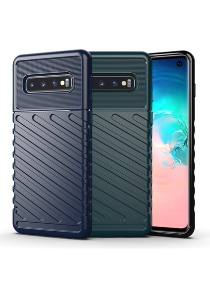 Samsung Galaxy S10 Için Twill Doku Yumuşak Tpu Geri Telefon Kılıfı - Mavi (Yurt Dışından) fiyatları