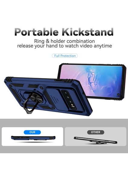 Samsung Galaxy S10 4g Için Metal Ring Kickstand Anti -Drop Kılıfı, Slayt Kamera Koruma Pc+Tpu Hibrid Telefon Kapağı - Mavi (Yurt Dışından) fiyatları