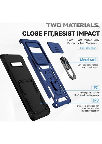 Samsung Galaxy S10 4g Için Metal Ring Kickstand Anti -Drop Kılıfı, Slayt Kamera Koruma Pc+Tpu Hibrid Telefon Kapağı - Mavi (Yurt Dışından) fırsatları
