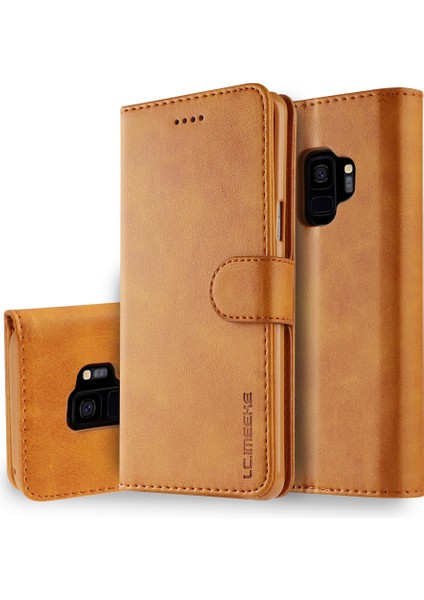 Samsung Galaxy S9 Sm -G960 Için Tpu+Pu Deri Kılıf Cüzdan ve Ayarlanabilir Stand Tasarımı - Brown (Yurt Dışından)