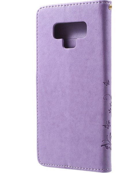 Baskı Kelebek Çiçek Standı Cüzdan Samsung Galaxy Note 9 - Light Mor Için Deri Cep Telefonu Kapağı (Yurt Dışından) fiyatları
