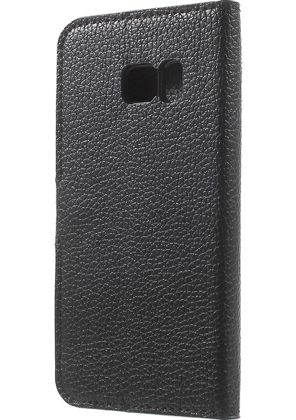 Samsung Galaxy S7 Için Litchi Cüzdan Stand Deri Kılıf - Siyah (Yurt Dışından)