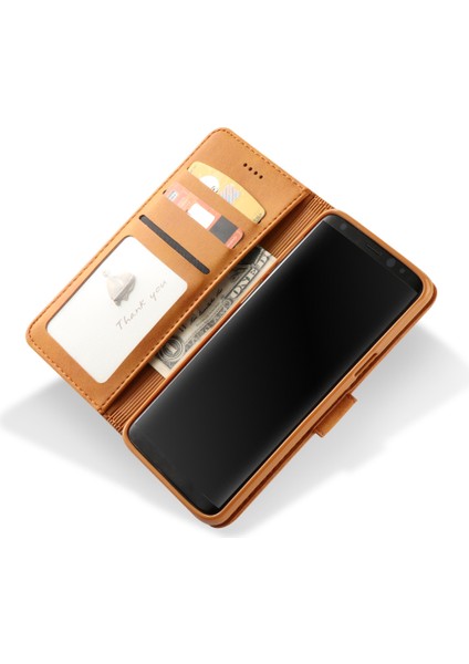 Samsung Galaxy S9 Sm -G960 Için Tpu+Pu Deri Kılıf Cüzdan ve Ayarlanabilir Stand Tasarımı - Brown (Yurt Dışından)