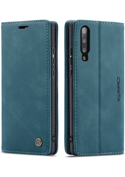Samsung Galaxy A70 Için Otomatik Emilmiş Deri Cüzdan Stand Kılıfı - Mavi (Yurt Dışından) fiyatları