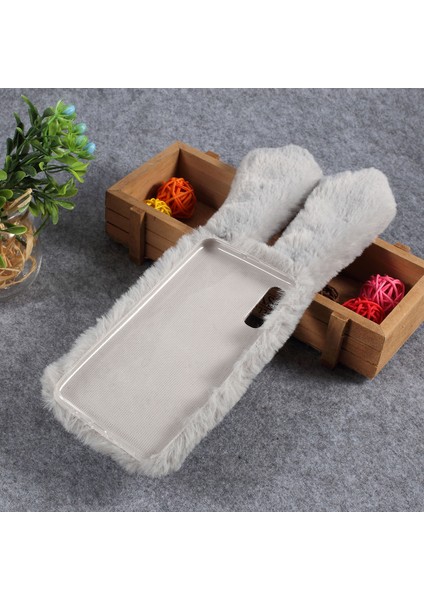 Samsung Galaxy A50/A50S/A30S Tavşan Şekli Kabarık Kürk Kaplı Rhinestone Tpu Mobil Kabuk - Açık Gri (Yurt Dışından) modelleri