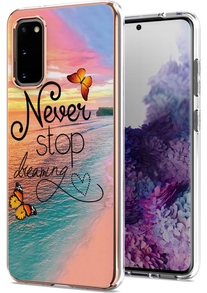 Hafif Nokta Dekor Desenleri Cüzdan Kılıfı Deri Kapak Samsung Galaxy A41 (Global Versiyon) -Paisley Çiçekleri (Yurt Dışından)