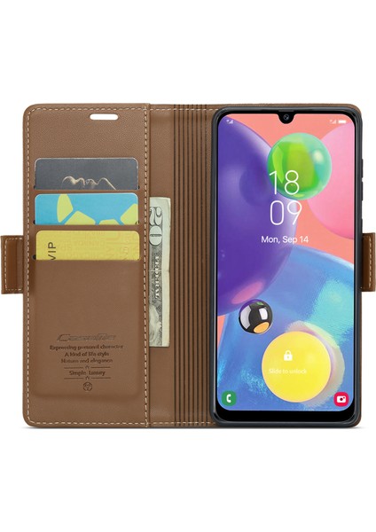 Samsung Galaxy A70/A70S Cüzdan Stand Telefon Deri Kılıf Rfıd Engelleme Telefon Kapağı - Brown (Yurt Dışından) fiyatları