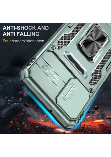 Samsung Galaxy A12/F12/M12 Hybrıd Sork Pc Yumuşak Tpu Şok Geçirmez Kasa Yüzük Araba Montajı Kickstand Arka Kabuk Kamera Kapak-Alpin Yeşili (Yurt Dışından) fiyatları