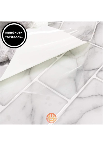 1Adet 3D Kendinden Yapışkanlı 30×30CM Kaplama Beyaz Mermer Seramik Görünüm Duvarsticker Mutfak fırsatları