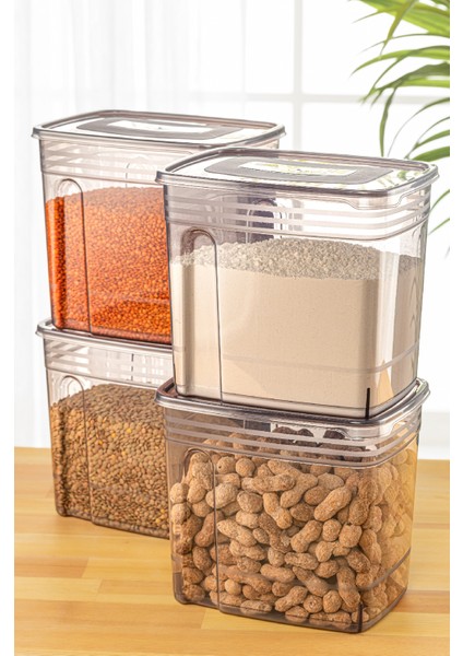 4lü 5,5 Litre Strip Mega Boy Erzak Saklama Kabı Antrasit fiyatları