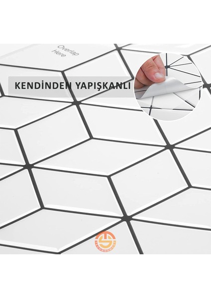 1Adet 3D Kendinden Yapışkanlı 30CM×30CM Kaplama Prizma Beyaz Pvc Duvar Sticker Mutfak Banyo