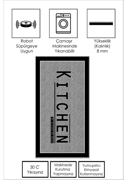 Confidence Home Yıkanabilir Kaymaz Leke Tutmaz Salon Halısı Mutfak Halısı Koridor Halısı Yolluk ve Paspas