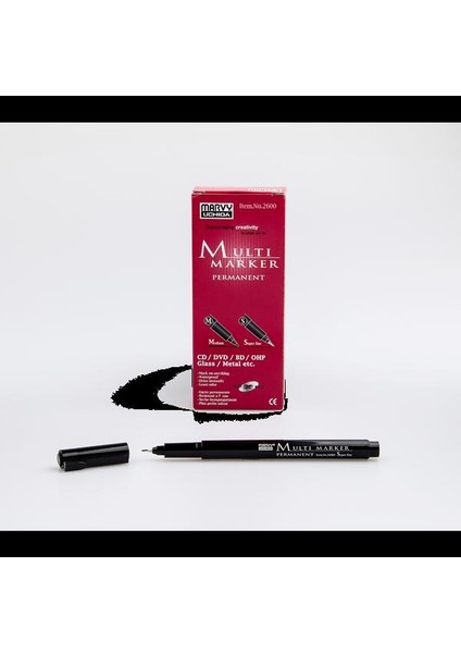 Asetat Kalemi Permanent S Seri Siyah 2600S 1 12'li Paket Marvy