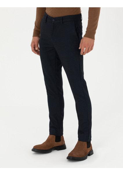 Erkek Lacivert Slim Fit Kanvas Pantolon 50276719-VR033