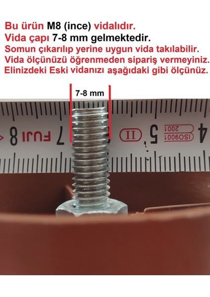 (Vida Ölçüsüne Dikkat) - 12 cm Armut Plastik Baza Ayağı Koltuk - Kanepe Ayağı Tek Adet Ceviz M8 Vida