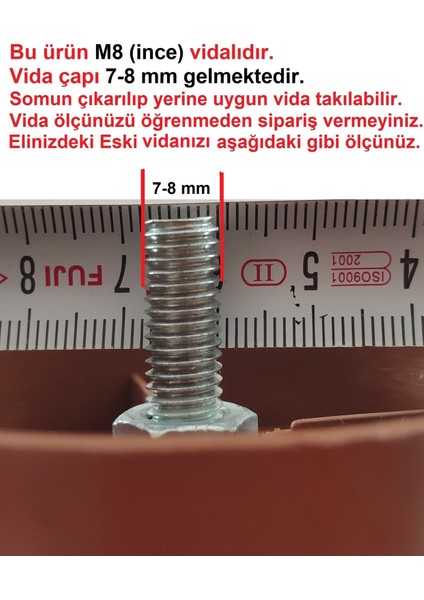 (Vida Ölçüsüne Dikkat) - 12 cm Armut Plastik Baza Ayağı Koltuk - Kanepe Ayağı Tek Adet Beyaz M8 Vida