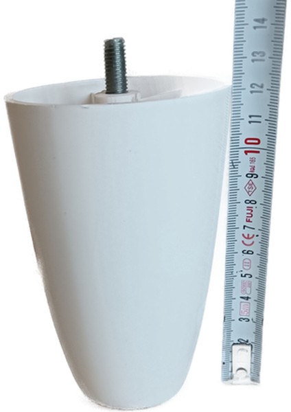 (Vida Ölçüsüne Dikkat) - 12 cm Armut Plastik Baza Ayağı Koltuk - Kanepe Ayağı Tek Adet Beyaz M8 Vida