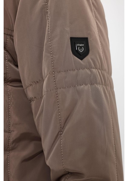 Erkek Krem Standart Fit Normal Kesim Çıkmalı Kapüşon Dik Yaka Mont indirimleri