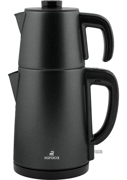 Gastro Dem 2 In 1 Çelik Inox Çay Makinesi ve Su Isıtıcı Shiny Black