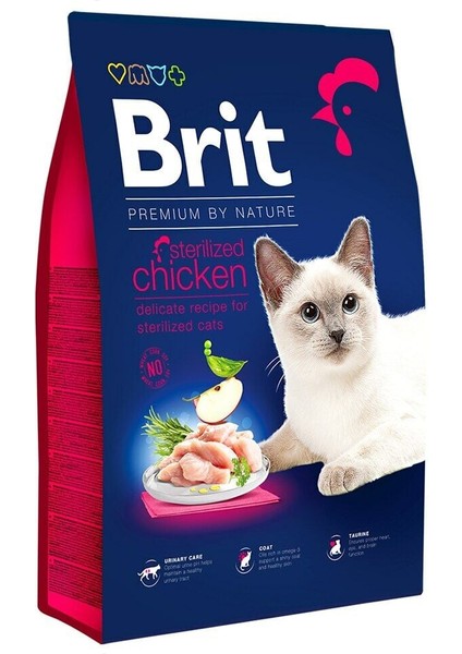 Brit Premium Kısırlaştırılmış Tavuk Etli Yetişkin Kedi Maması 8 kg