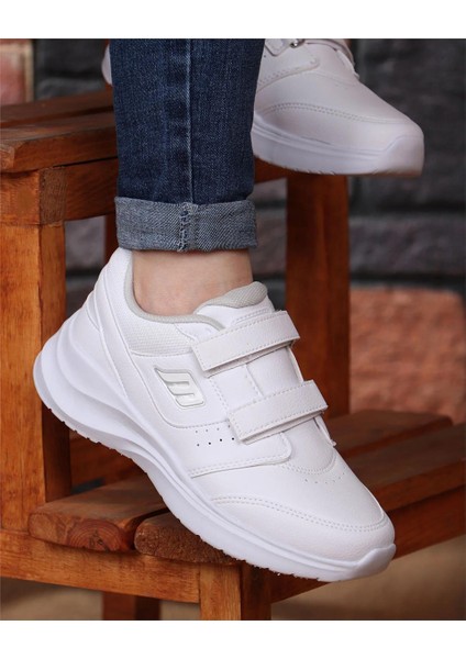 232-1307 Zn Beyaz Cırtlı Sneaker Ayakkabı
