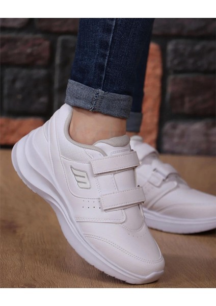 232-1307 Zn Beyaz Cırtlı Sneaker Ayakkabı