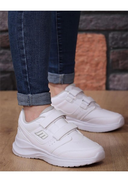 232-1307 Zn Beyaz Cırtlı Sneaker Ayakkabı