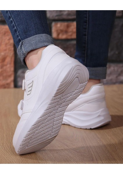 232-1307 Zn Beyaz Cırtlı Sneaker Ayakkabı
