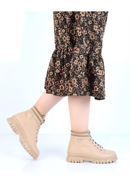 232-1427 Zn Kadın Bej Düz Bot