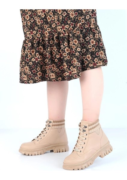 232-1427 Zn Kadın Bej Düz Bot