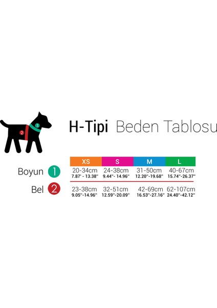 H Tipi Köpek Göğüs Tasması (Xs-S-M-L) modelleri