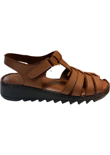 AKM-012 Kadın Kahve Hakiki Deri Sandalet