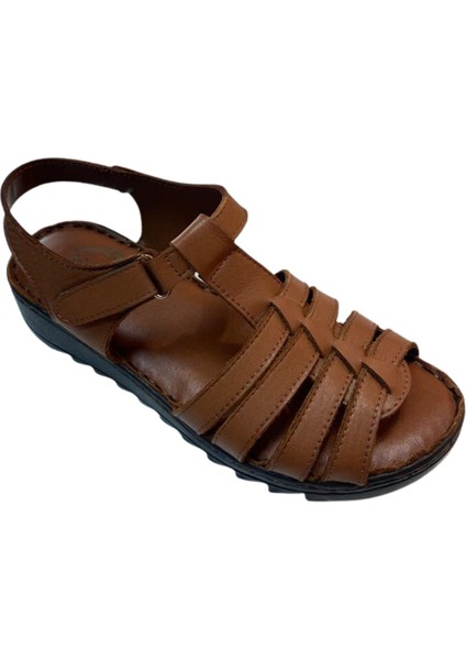 AKM-012 Kadın Kahve Hakiki Deri Sandalet modelleri