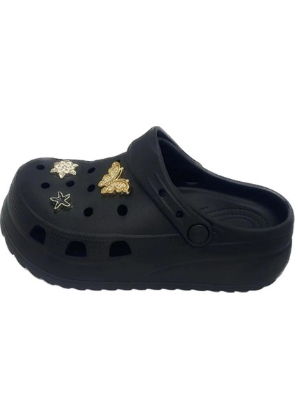 Ez 0129.01 Kadın Siyah Yüksek Taban Aksesuarlı Sandalet modelleri