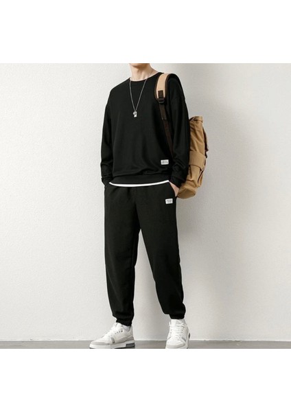 Büyük Beden Etiket Baskılı 3 Iplik Tam Kışlık Dış Mekan Erkek Eşofman Takımı