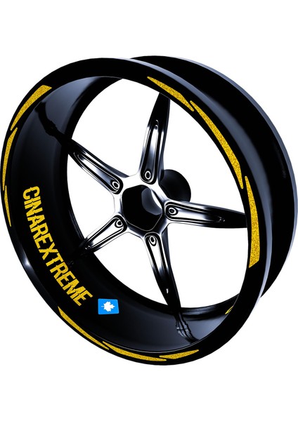 3 Parça Tasarımlı Yaldızlı Gold Jant Şeridi Sticker Çınar Extreme