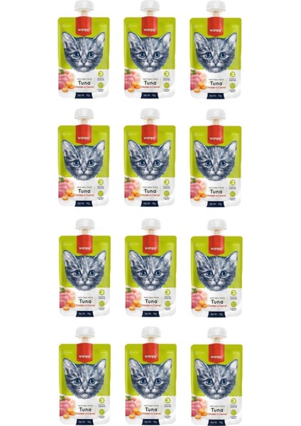 Taze Ton Balıklı&tavuklu 12 Li Kedi Et Ezmesi 90 gr