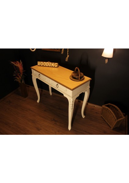 Wooding 100 cm Masif Naturel Krem Oymalı Dresuar