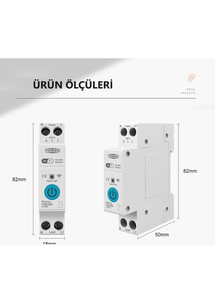 Akıllı Sigorta Uzaktan Kumanda Özellikli Dahili Enerji Ölçerli ve Sayaçlı Dahili Kontaktör Voltmetre Ampermetre Zaman Rölesi 63A TOB9-63M