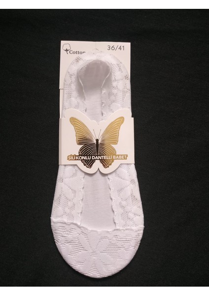 Dantelli Silikonlu Babet Çorap