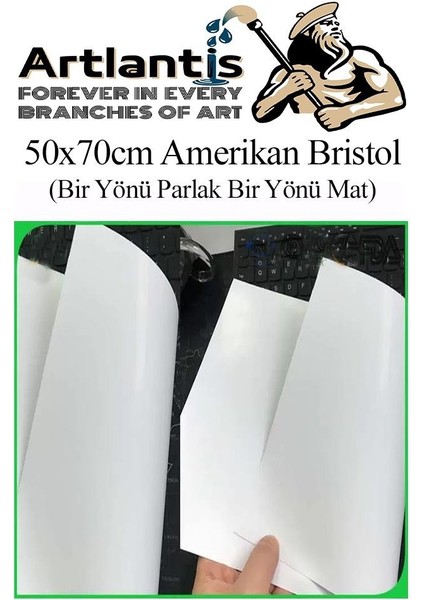 Amerikan Bristol Karton 35 x 50 cm 50 Adet 220 gr Bir Tarafı Parlak Bir Tarafı Mat Kağıt Biristol Karton