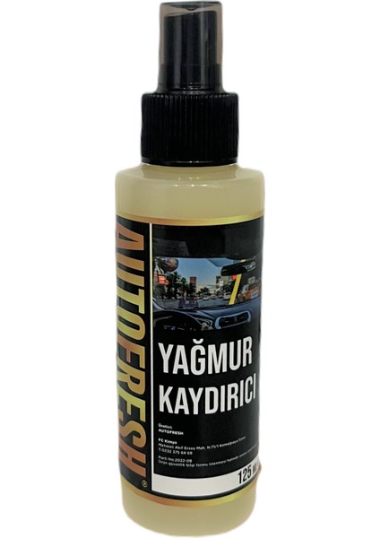 Auto Fresh Autofresh Araç Yağmur Kaydırıcı Sprey Araba Cam ve Dış Yan Ayna Su Itici 125 ml