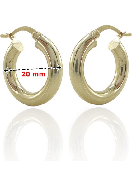 Taşsız Düz Kalın Şişik Günlük Altın Halka Küpe 14 Ayar 20 mm fırsatları
