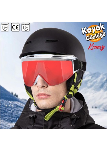 Kayak Gözlüğü Güneş Kar Gözlük Kırmızı Snowboard Glasses Ekonomik Seri Gözlük