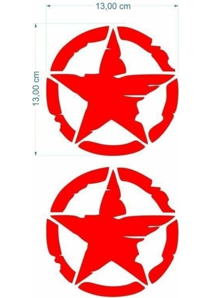 Army Yıldız 13 x 13 cm Kırmızı Sticker 2 Li