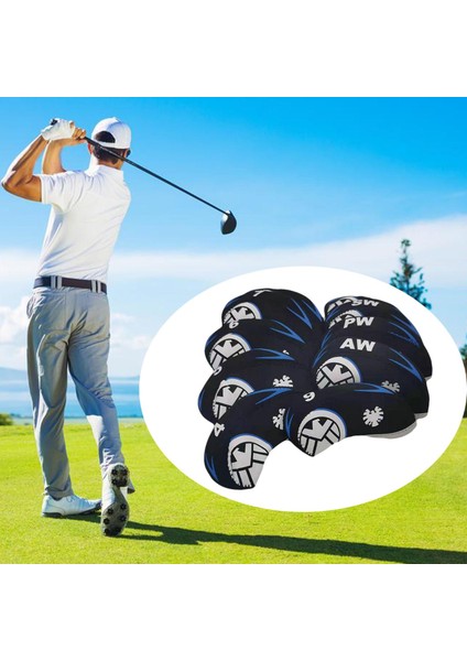 10 Adet Su Geçirmez Golf Kulübü Demir Kapak Koruyucu Başörtüsü Evrensel Fit Siyah (Yurt Dışından)