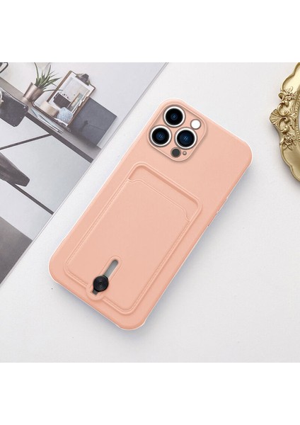 Apple iPhone 13 Pro Max Uyumlu Kılıf Zebana Kartlıklı Sweet Yumuşak Silikon Kılıf Rose Gold